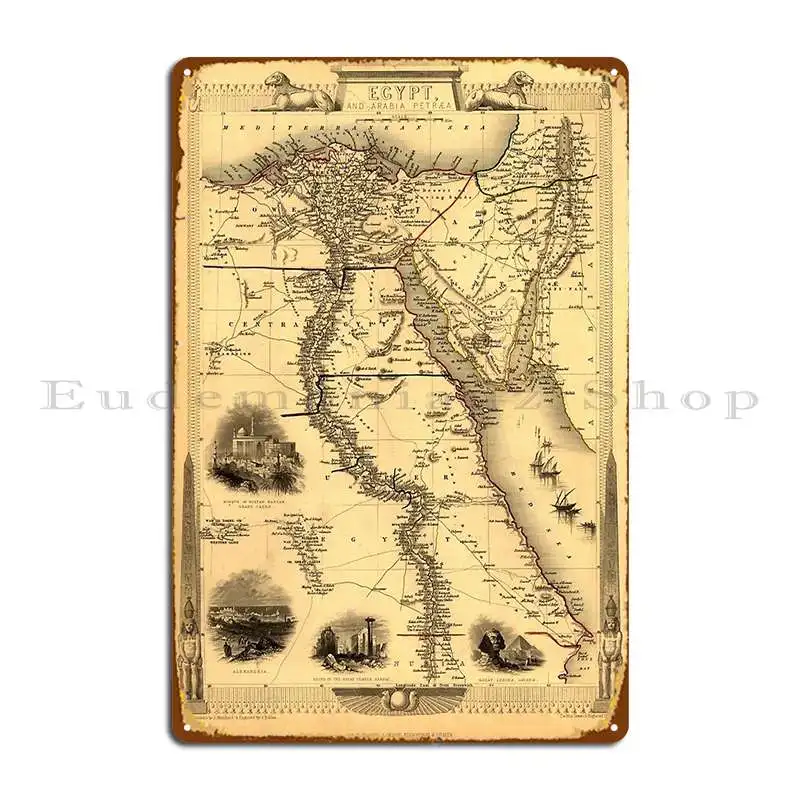 Map Of Egypt 1800 Metal Plaque Poster Personalized Wall Cave Decoration Classic Cinema Tin Sign Poster