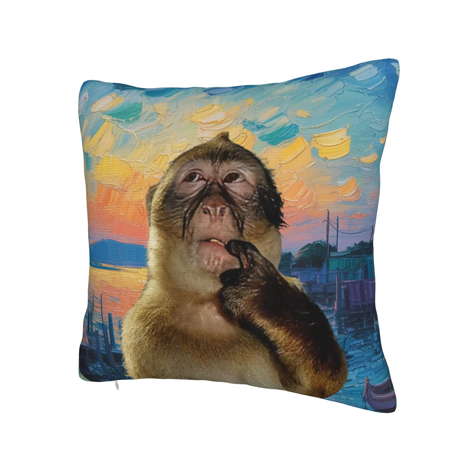 Decorative Pillowcases Thinking Monkey Meme  Accessories Home  Throw Pillow Case Cover Square Multi Size