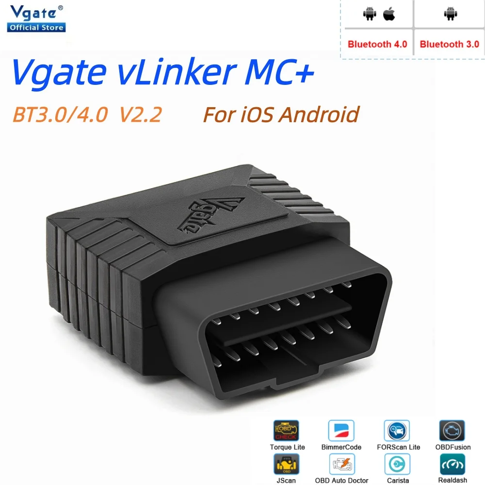 Vgate VLinker MC/MC + OBD2 Scanner ELM327 V2.2 Bluetooth 3.0/4.0 OBD 2 BimmerCode FORScan Car Diagnostic Tools For iOS Android