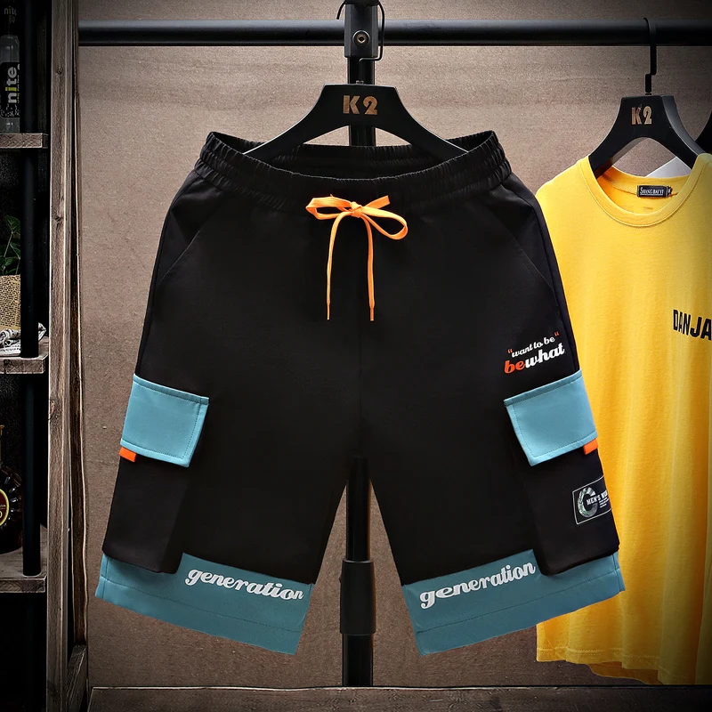 

Молодежные летние тонкие прямые повседневные спортивные пляжные брюки, модные брендовые рабочие брюки-капри для подростков