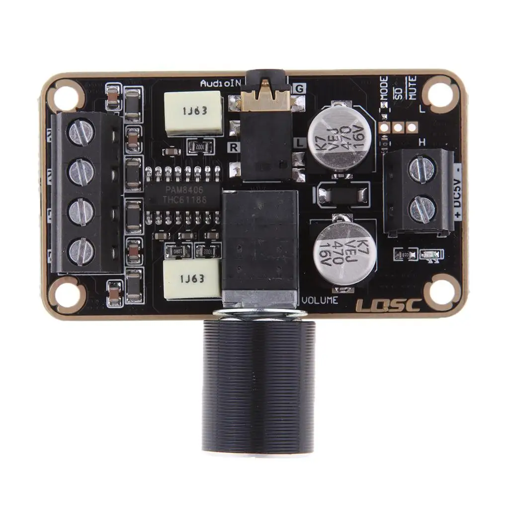Pam8406 Цифровая плата класса D 2 х 5 Вт с потенциометром громкости Pam8406 Цифровая плата класса D 2 х 5 Вт с потенциометром громкости