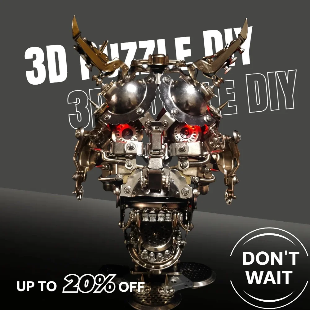 

950+PCS 3D Metal Hannya Ghast Mask Model – Steampunk Mechanical DIY Assembly Kit, Intricate Samurai Demon Display