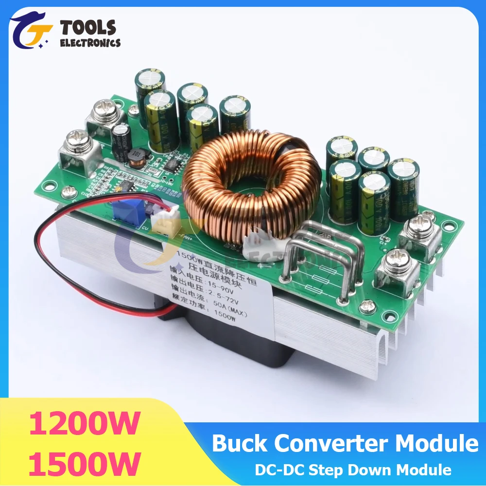

Модуль понижающего преобразователя 1500 Вт, 1200 Вт, регулируемое напряжение, высокая мощность, понижающий модуль постоянного тока с выпряминием синхронизации