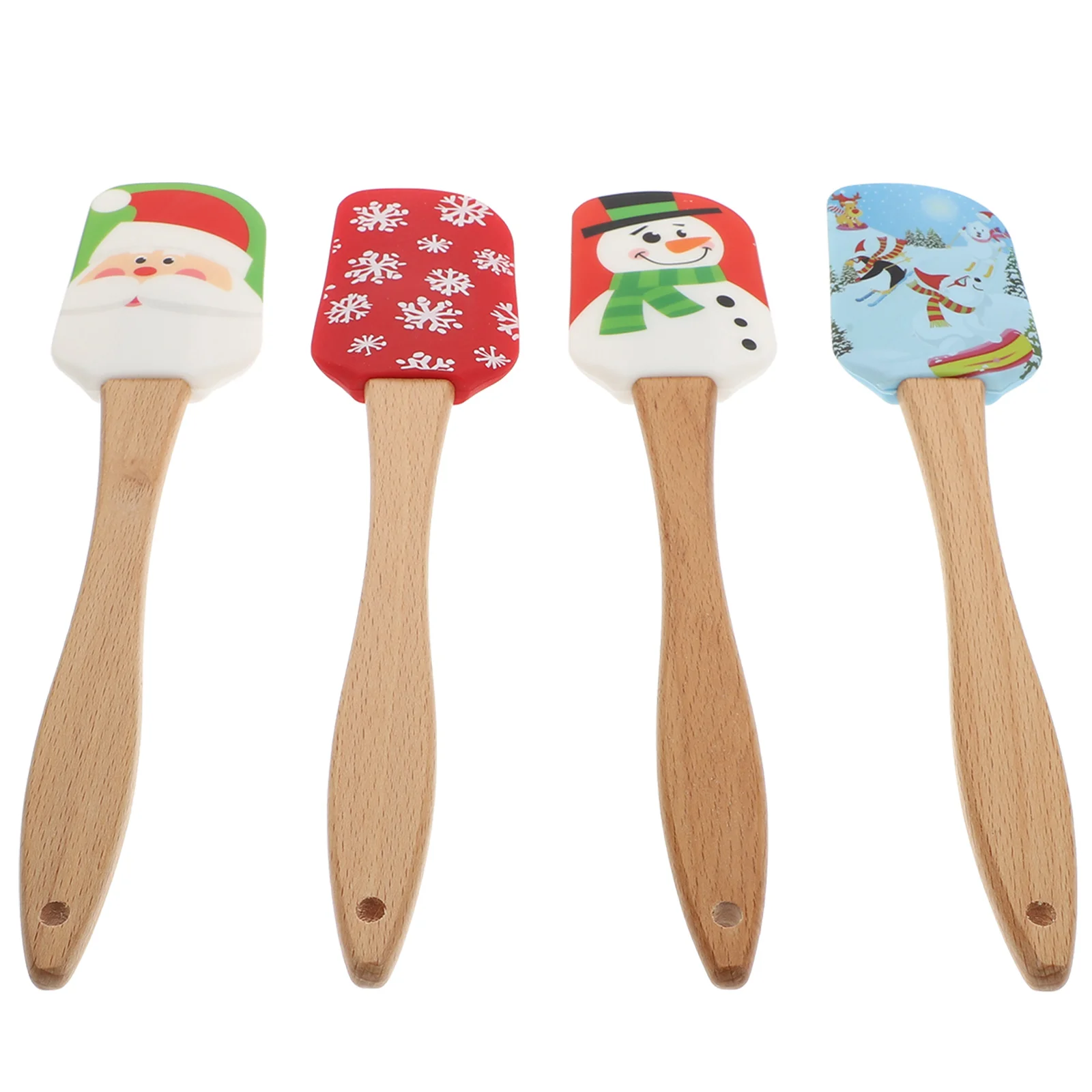 

4 Pcs Christmas Baking Cream Pastry Spatula Scraper Kitchen Silicone Spatula Utensils for Face Mold Mother