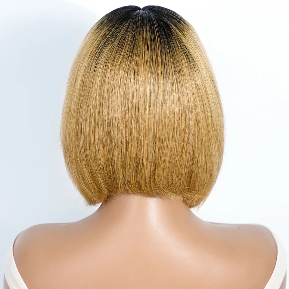 Peruca Bob Loiro Ombré Rebecca 4x1 Lace Front - close-up view