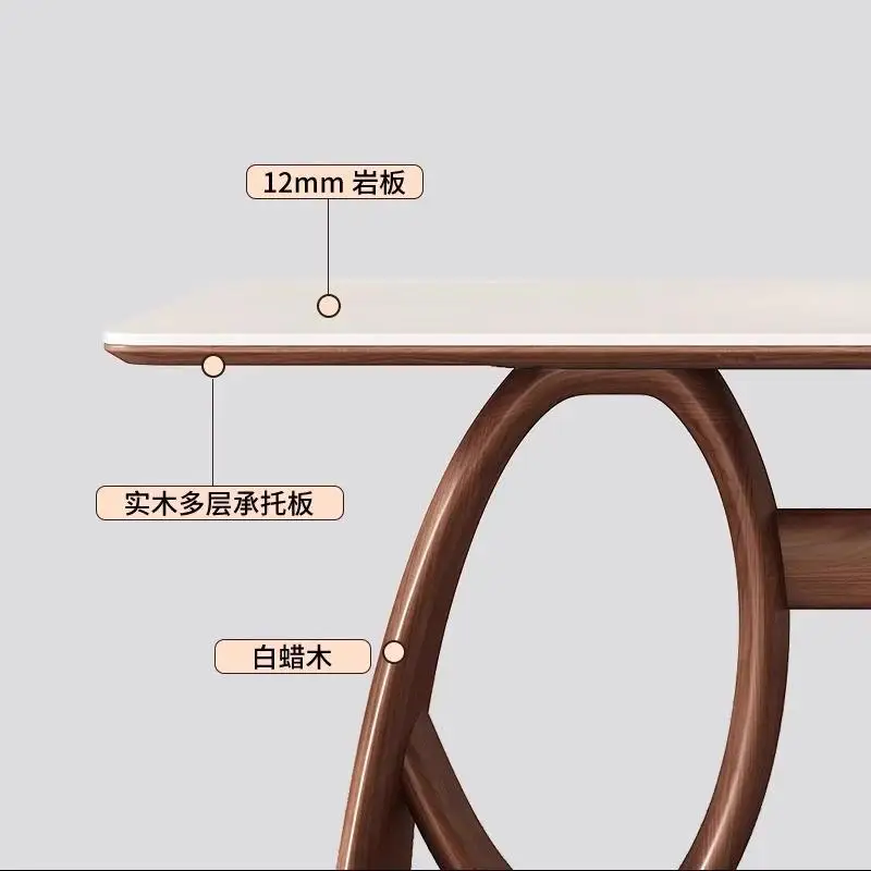 Medieval ash wood, solid wood slate dining table walnut color, French cream style simple