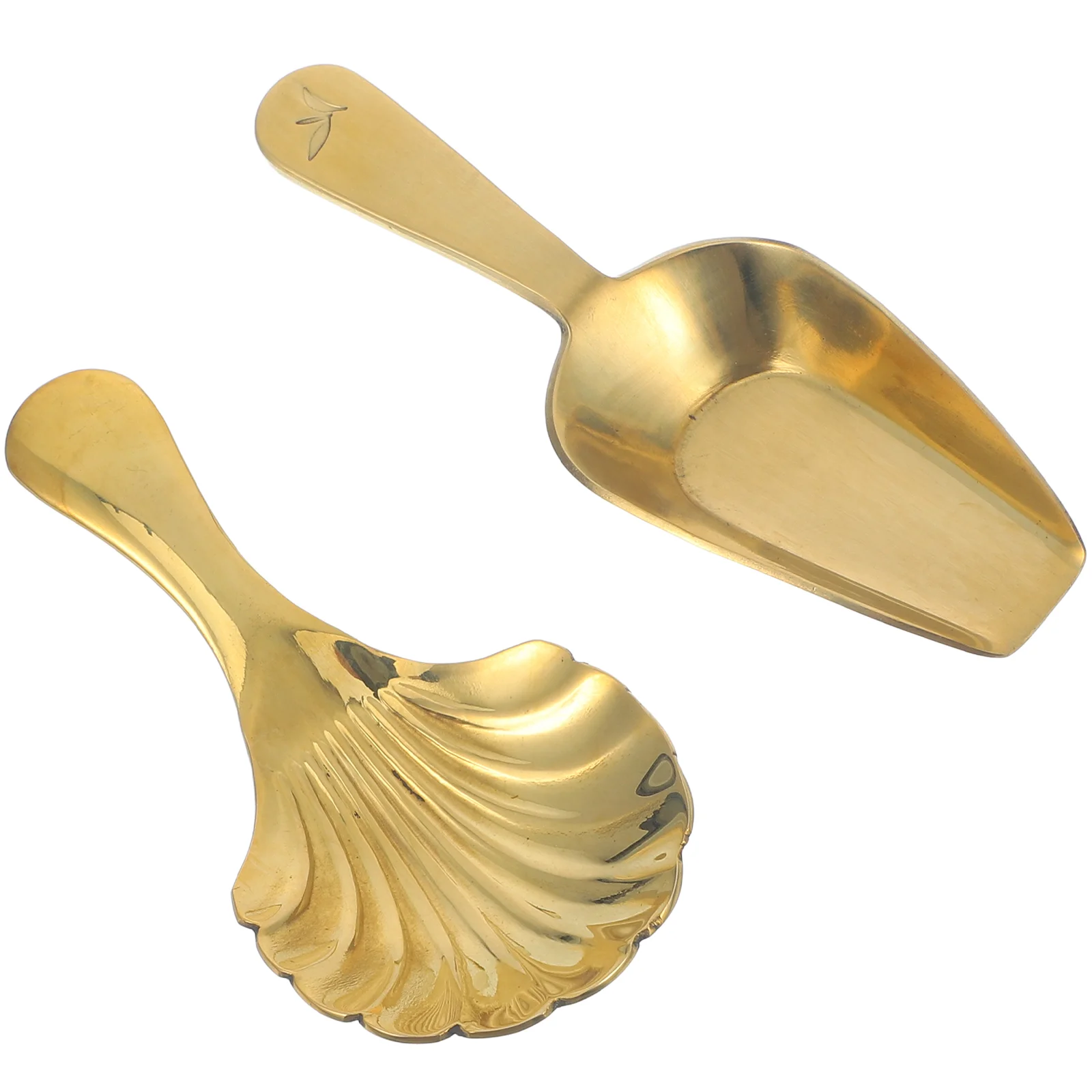 2 Pcs Brass Tea Spatula Coffee Beans Spoon Metal Loose Scoops Candy Spoons Wear Resistant Small