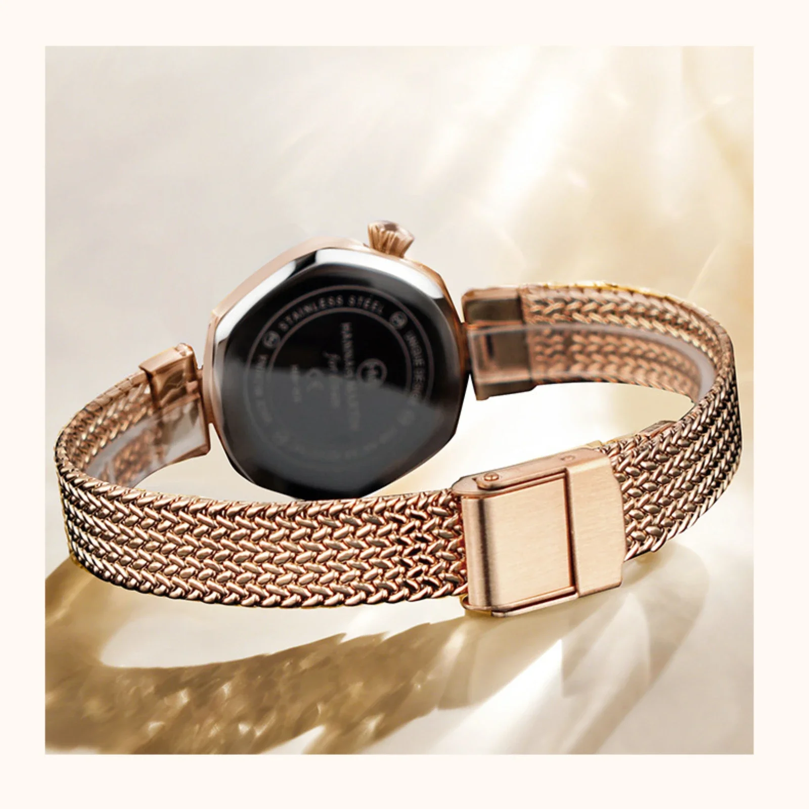 HANNAH MARTIN 1681 Stainless Steel Mesh Strap New Ultra Thin Luxury Waterproof Hexagonal Quartz Women's Watch Relogio Feminino