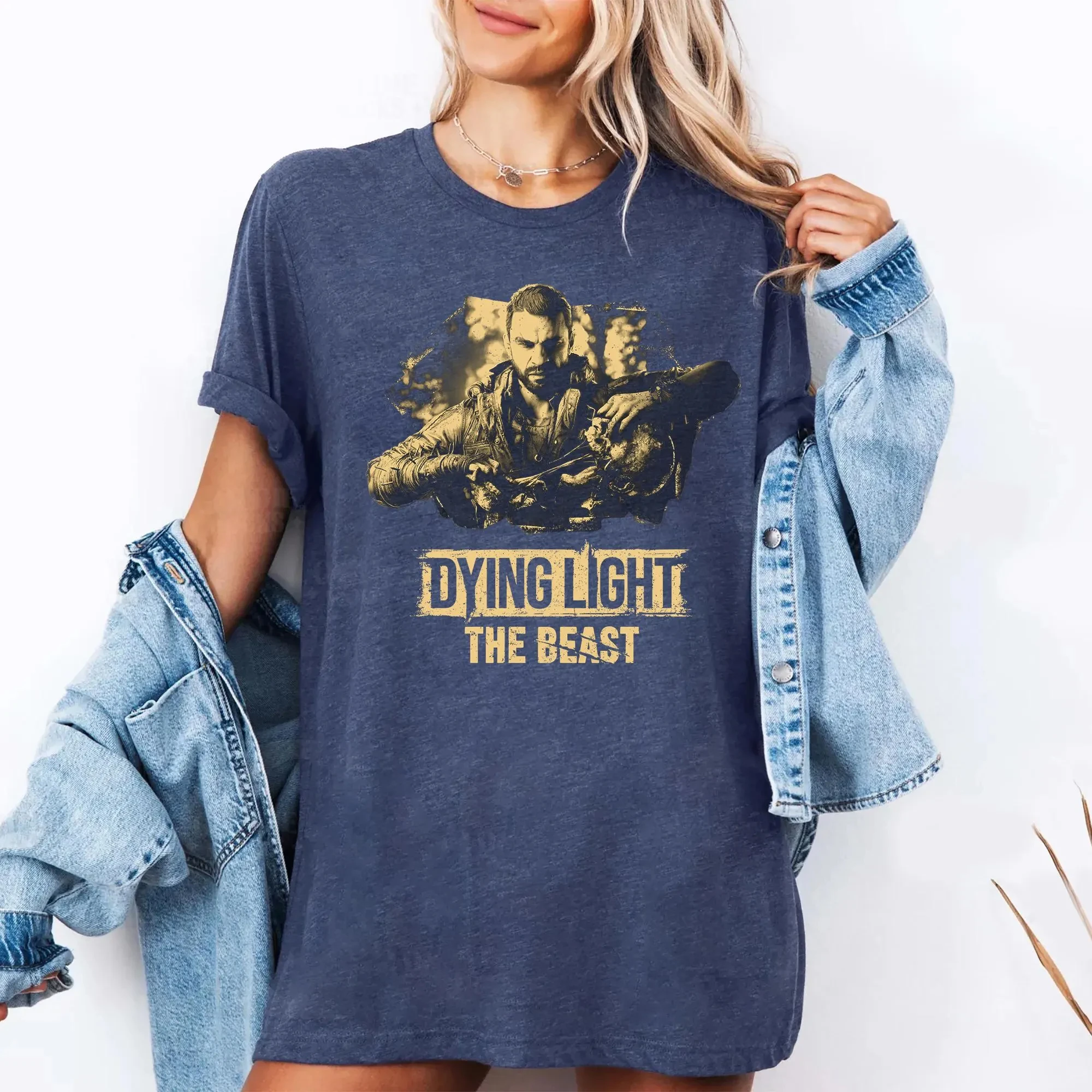 الموت ضوء الوحش قميص لعبة الرعب قميص غيبوبة بقاء الألعاب تي شيرت أسود عادية طاقم الرقبة للجنسين الرجال النساء جميع المواسم #3