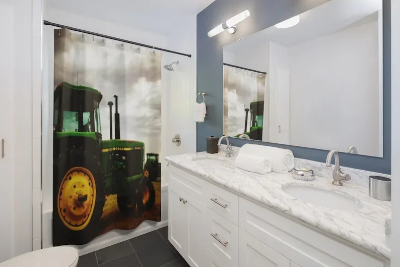 Tractor Shower Curtain Rustic Bathroom Country Decor Farmhouse Interior