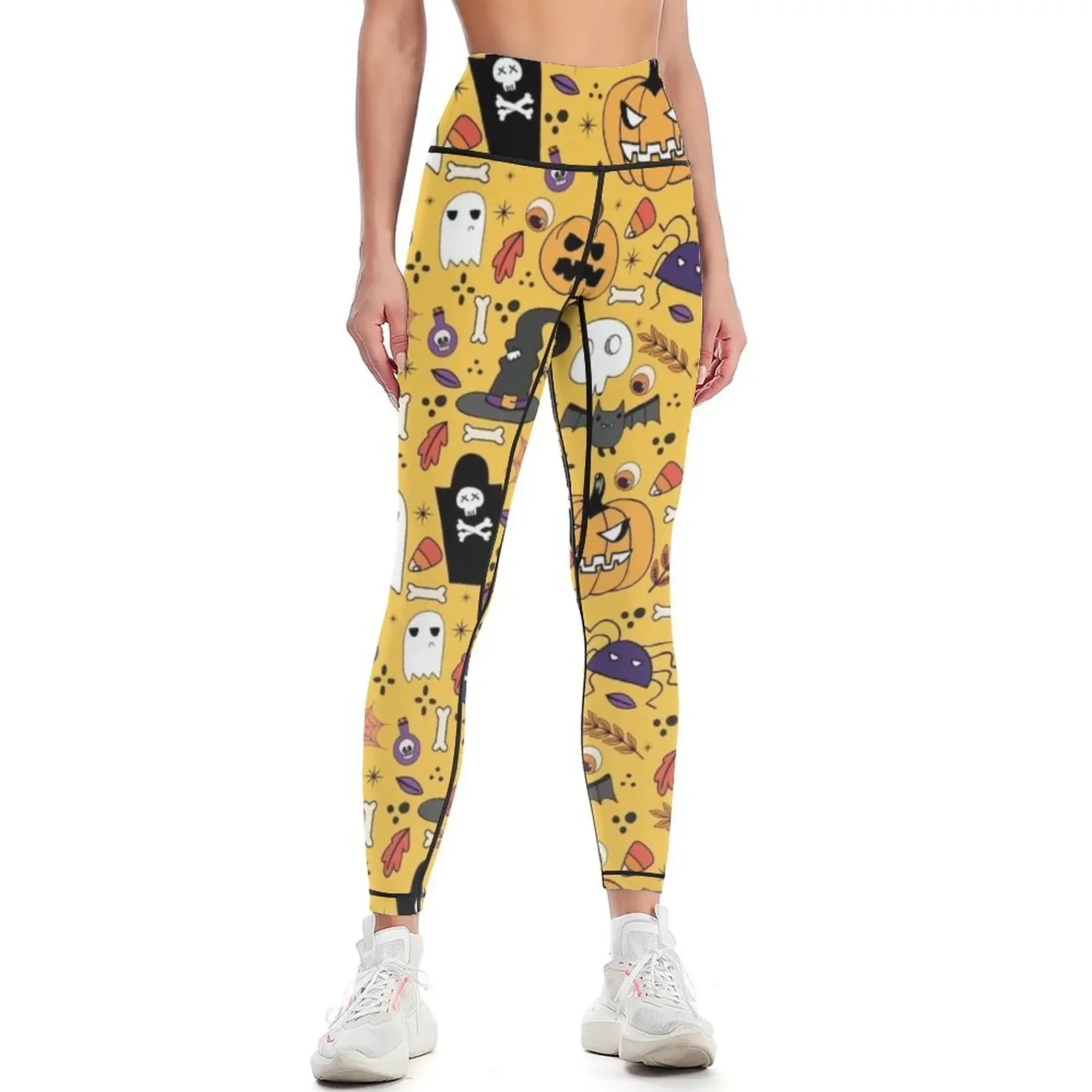 

Halloween Pattern with Pumpkin Ans Spider Leggings Fitness woman Fitness clothing sport pants gym's sportswear Womens Leggings