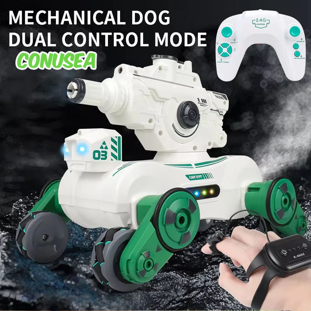 Rc Roboter Hund Fernbedienung Auto Schießen Spiele 2,4G 4WD Funkgesteuerte Geste Sensing Spray Smart Roboter Welpen Kinder spielzeug