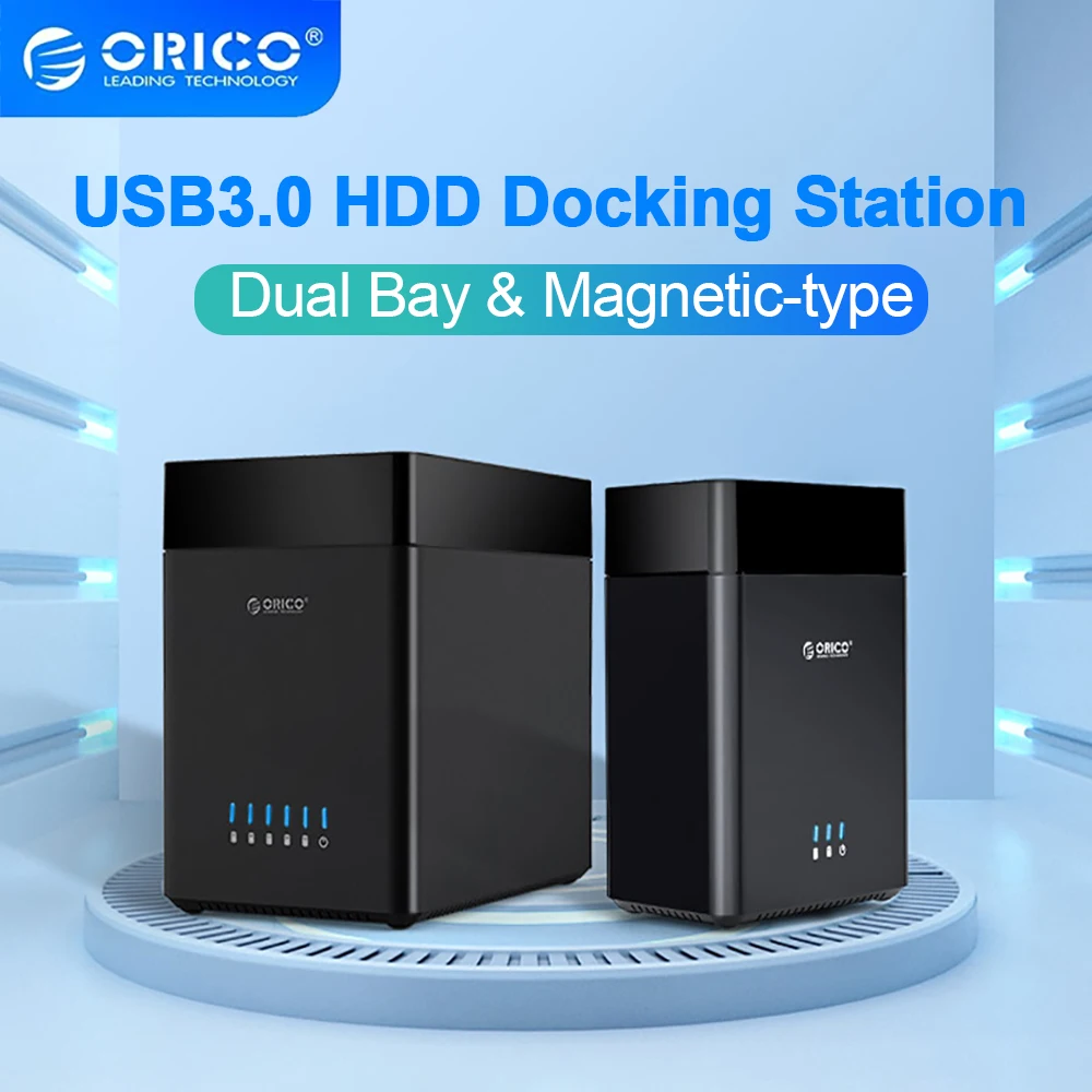 ORICO 2/5 Bay USB3.0 HDD-behuizing Magnetische zuigkracht SATA naar 3,5 inch harde schijf Box Docking Station PC-behuizing Ondersteuning 12V4A Power