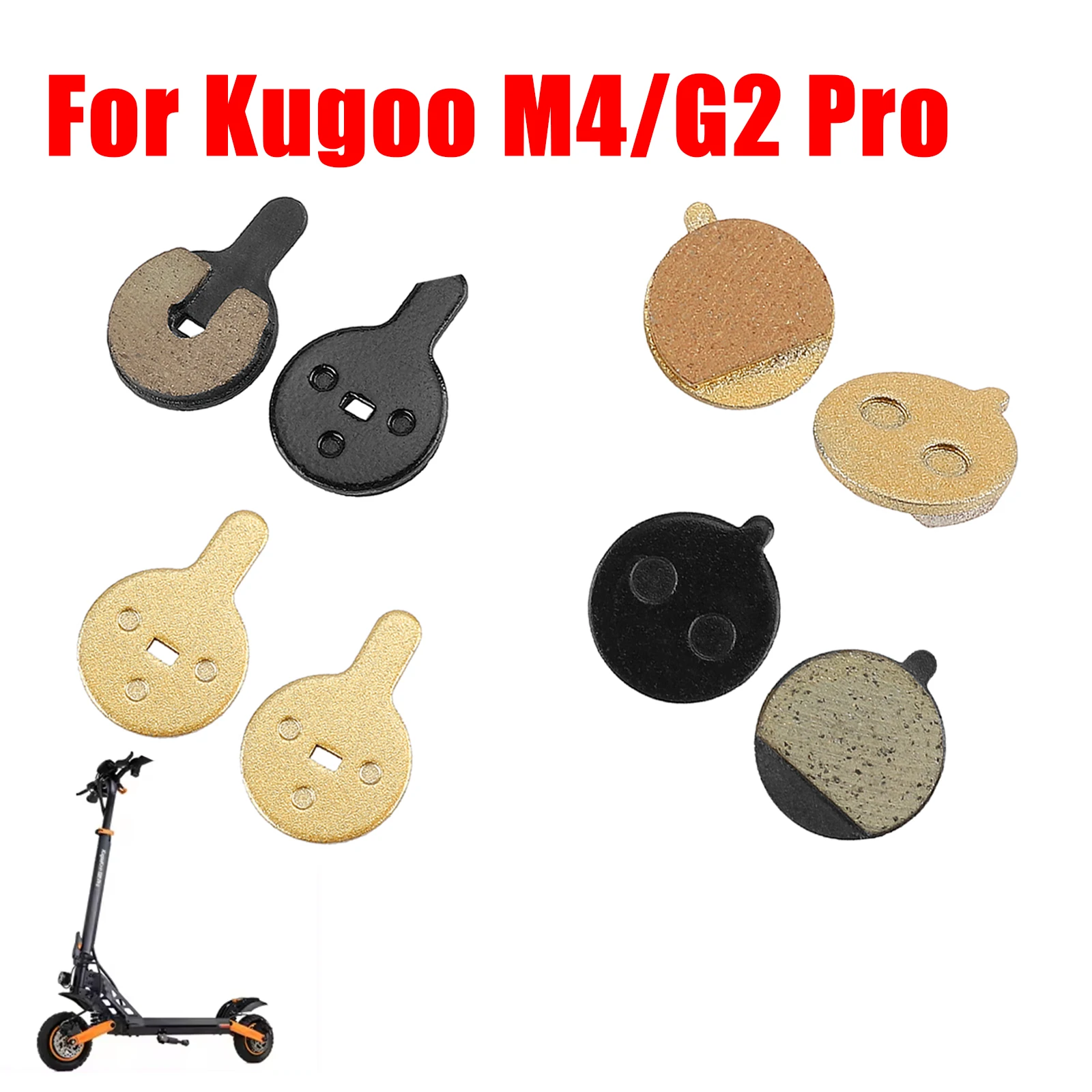 Brake Pads Kit for Kugoo Series G2 Pro/M4 Electric Scooter Full-metallic Disc Brake Pad Semi-Metallic Pad 4Pcs Replacement Parts