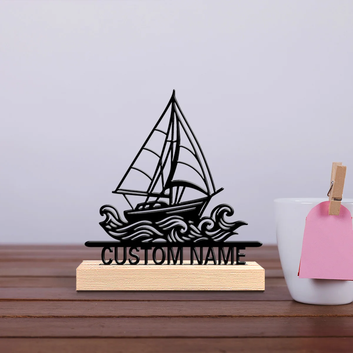 1pc Fun Personalized Custom fitness Metal Statues Wooden Base Lighting for Office Workshop Modern Rustic Steampunk Themes