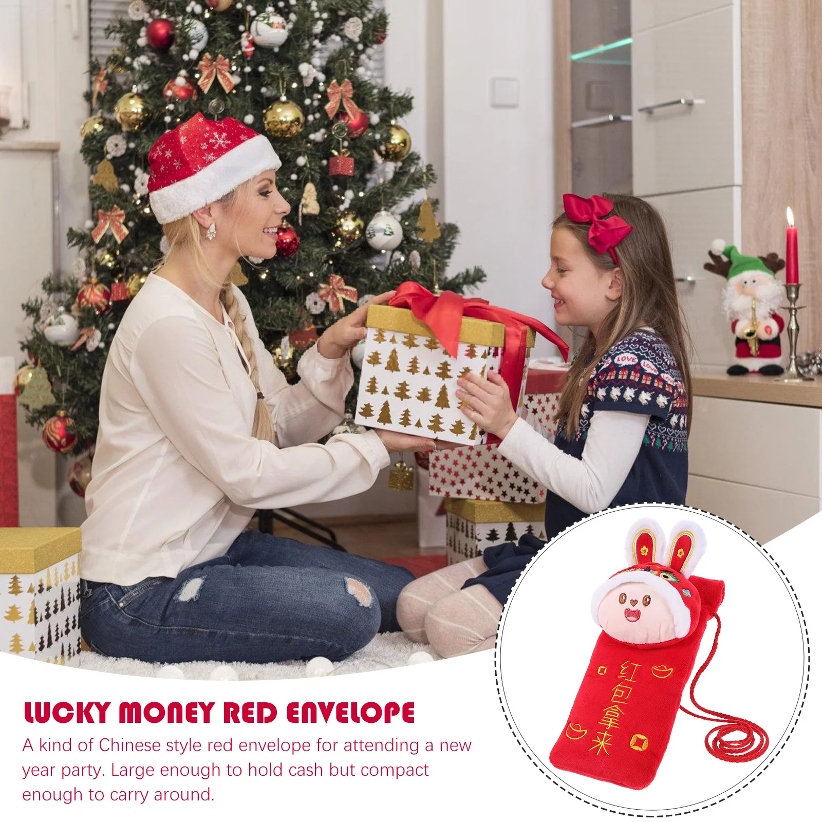 

Red Envelope Crossbody Bag Chinese Style Retro Money Packet New Year Party Decoration Rabbit Year Money Envelope