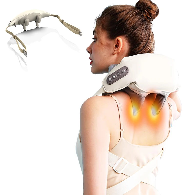 

Pain Relief Back Relax Portable Travel Neck Support Smart Shiatsu Electric Back Neck Shoulder Massager with Heat