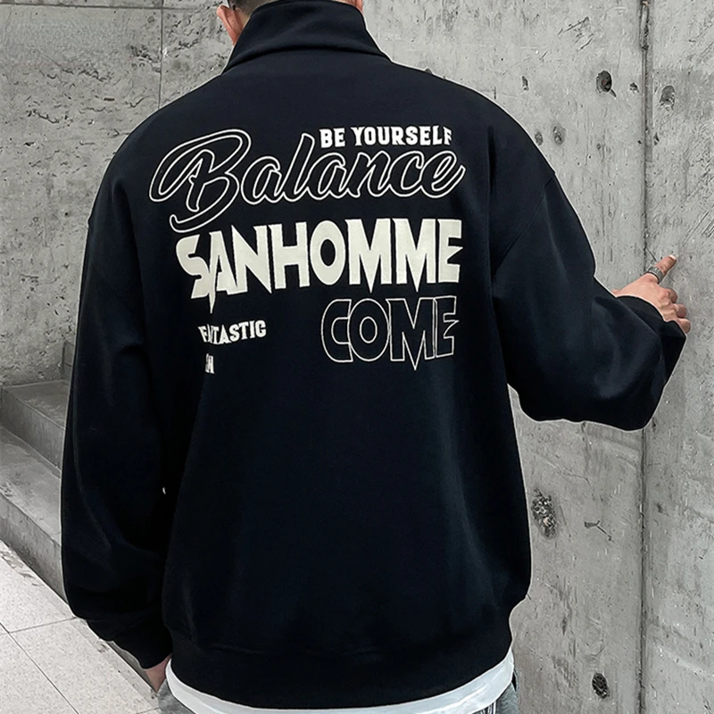

Print Hip Hop Sweatshirt Streetwear Running Sports Pullover Men Clothing Spring Autumn Korean Long Sleeves