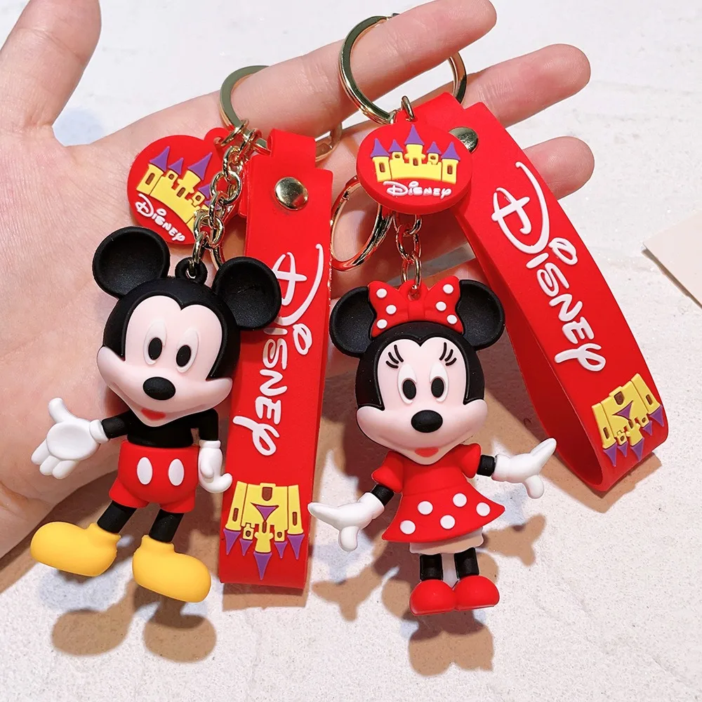 Stitch Mickey Minnie Cartoon Keychain Set Cute Student Bag Car Key Ring Christmas Gift Anime Themed All-match Accessories