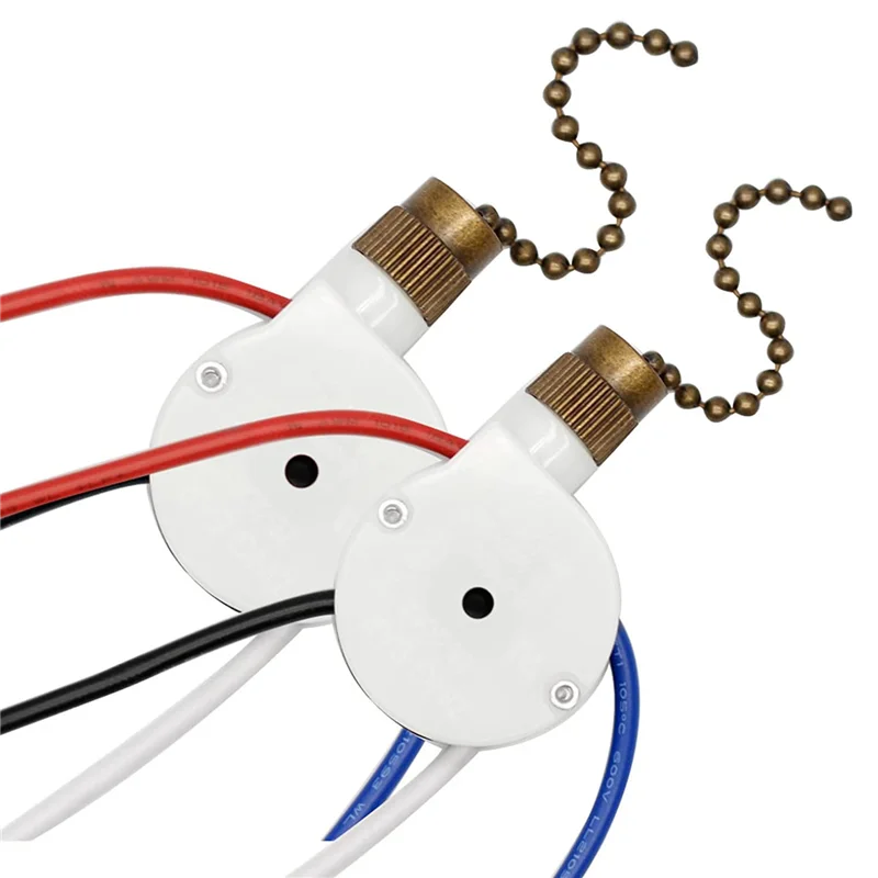 ABNH 2 قطعة أضواء مروحة السقف التبديل ZingEar ZE-208S E89885 3 سرعة 4 سلك مفتاح مروحة سلسلة سحب ، أضواء المروحة التبديل ، البرونزية