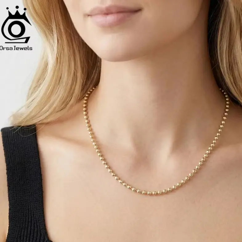 

Ожерелье-цепочка ORSA JEWELS из серебра S925 пробы с бусинами 3,0 мм в форме полумесяца для женщин и мужчин, итальянская персонализированная цепочка SC91