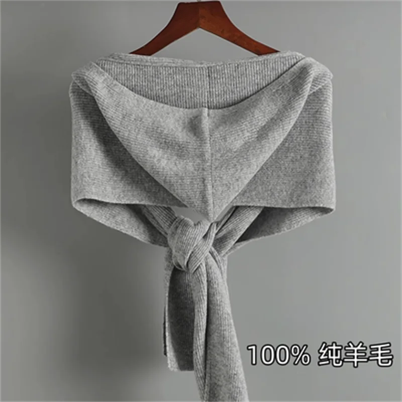 Winter New Fashion Solid Color 100% Merino Wool Scarf Shawl Women Outdoor Keep Warm Soft Cashmere Knit Scarf Long Scarves 190*26