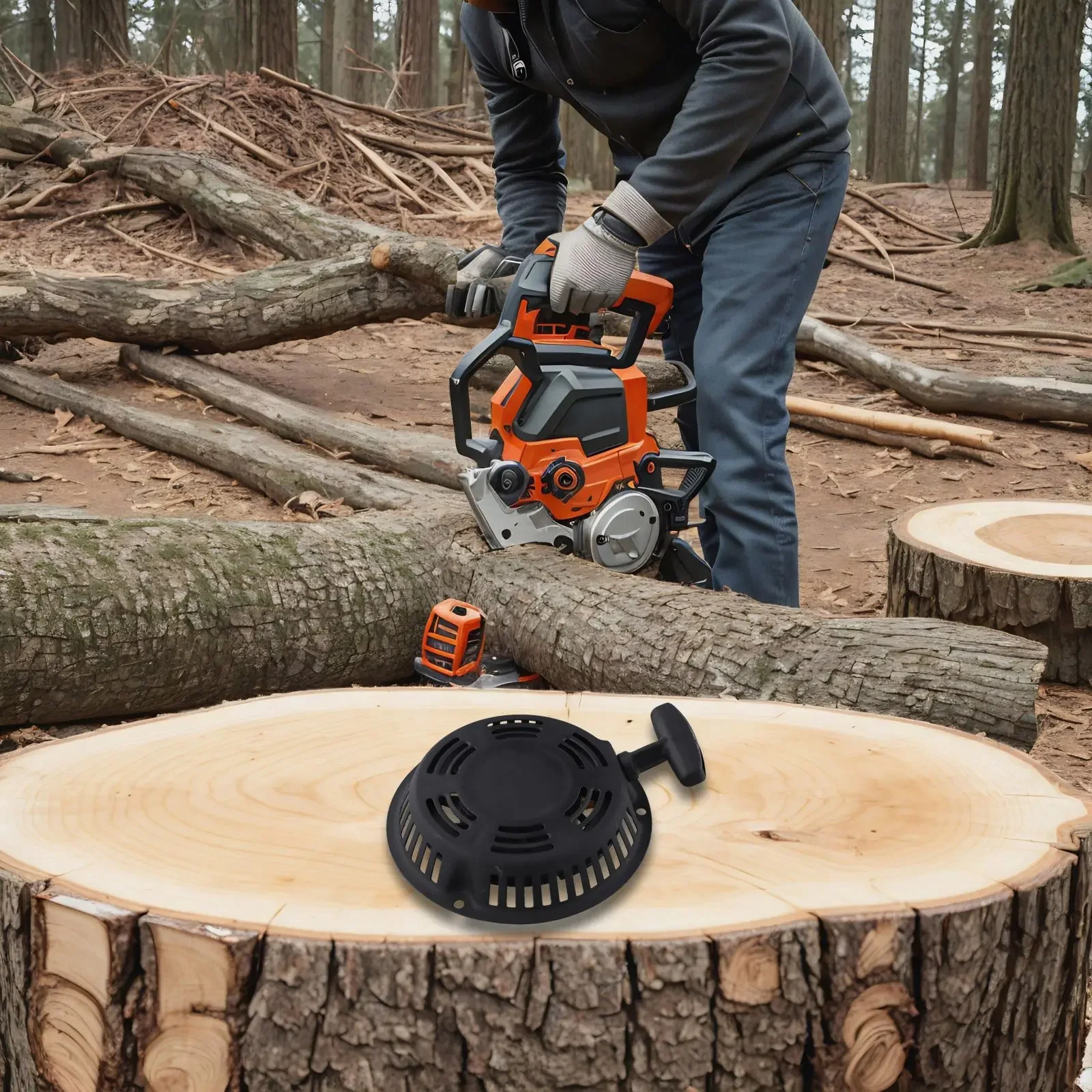 Schwarzer Rückstoßstarter, robuster Rückstoßstarter, Motorstarter, kompatibler Starter, optimale Leistung, Kompatibilität verschiedener Marken