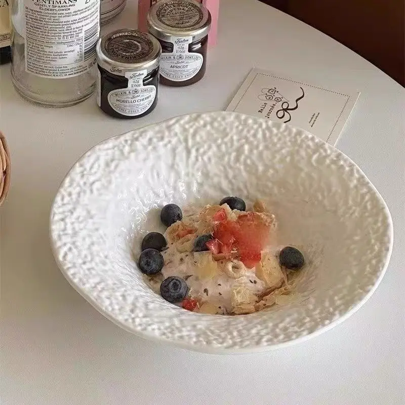 8inch rockpatterned ceramic plate exquisite household yogurt bowl irregularly shaped dessert deep plate westerntyle dinner plate
