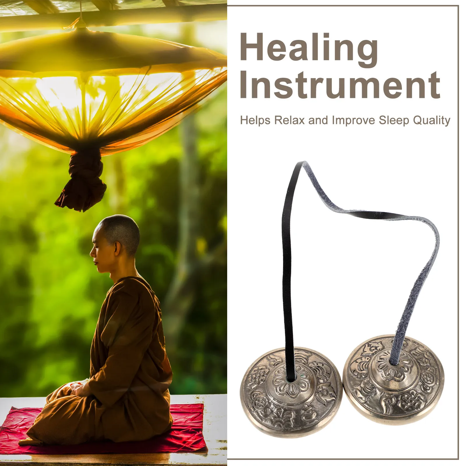 Nepalese Meditation Tingsha Bells Copper Handcrafted Traditional Tibetan Finger Cymbals Meditation Chime Bells Yoga Relaxation view 5