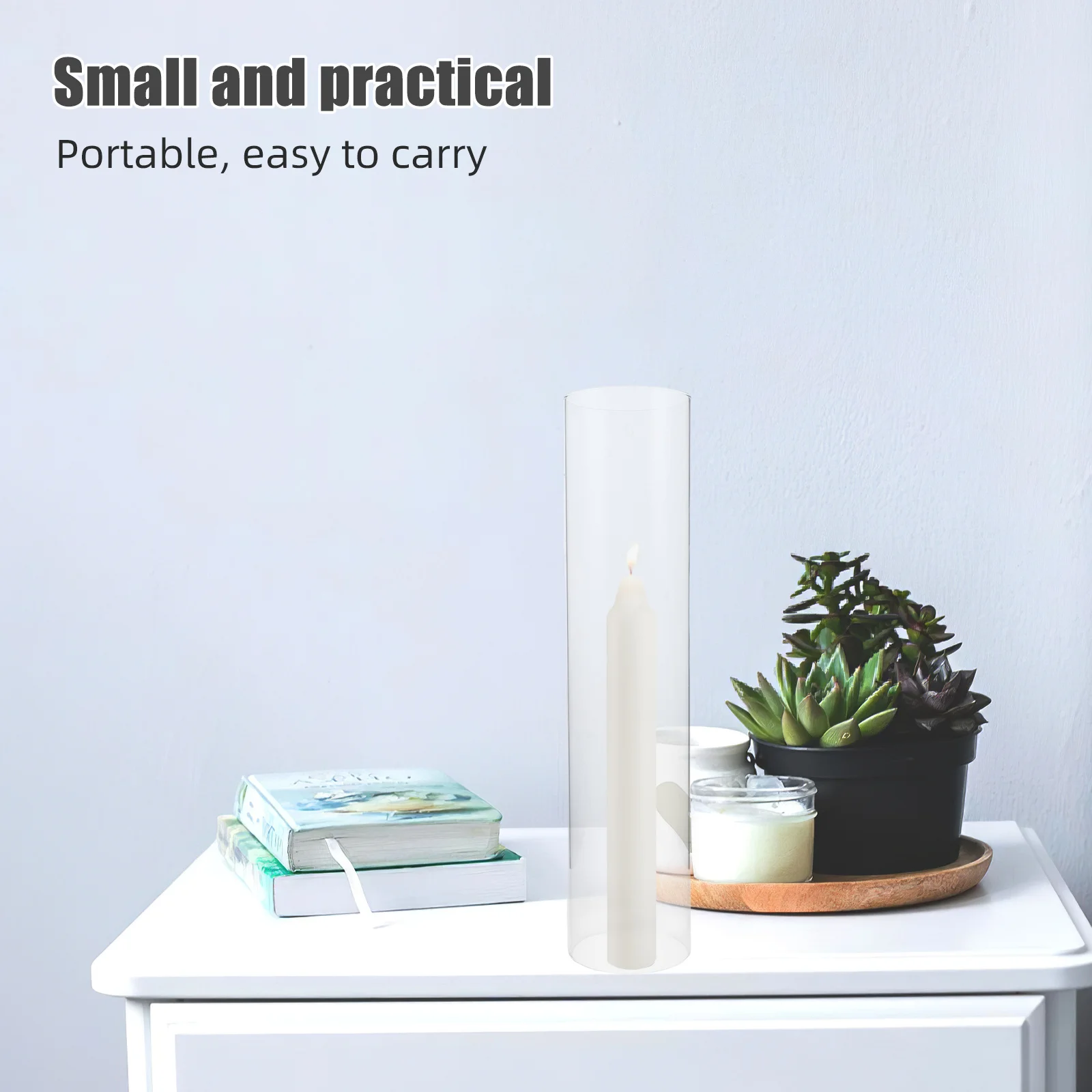 

2Pcs Glass Hurricane Shade Clear Windproof Cylinder for Pillar Candles Tall Glass Cover Outdoor Wedding Party Home Decor