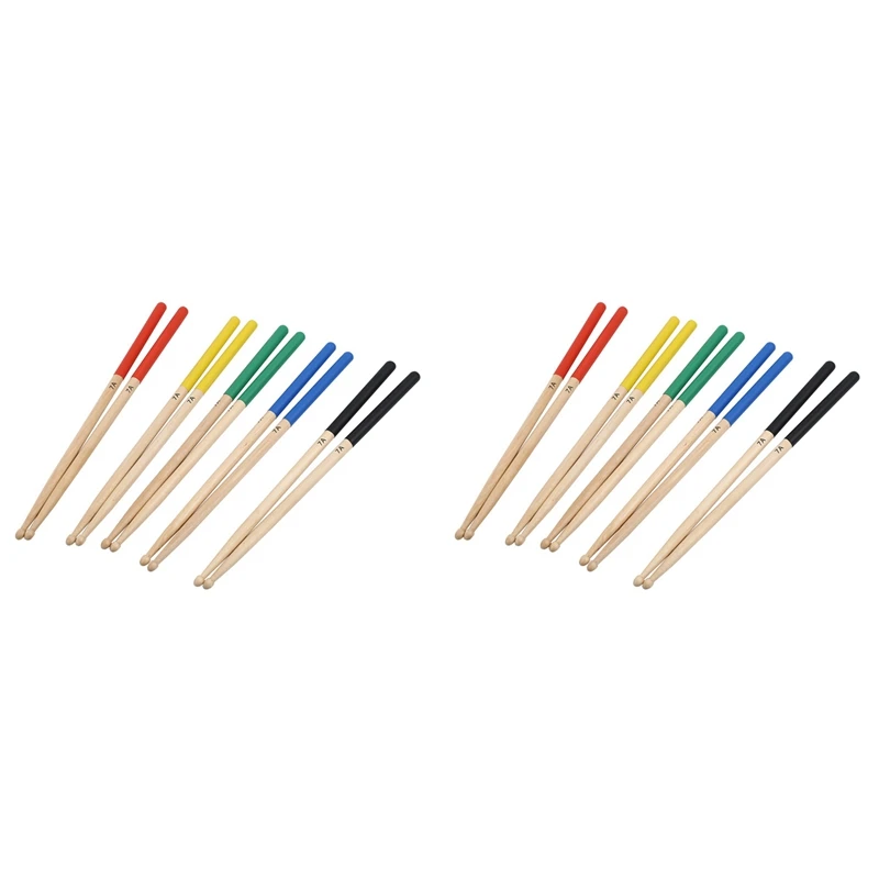 10 Pairs 7A Maple Drum Sticks For Kids/Children, Fit For All Drum Sets Drum Accessories Multi Color