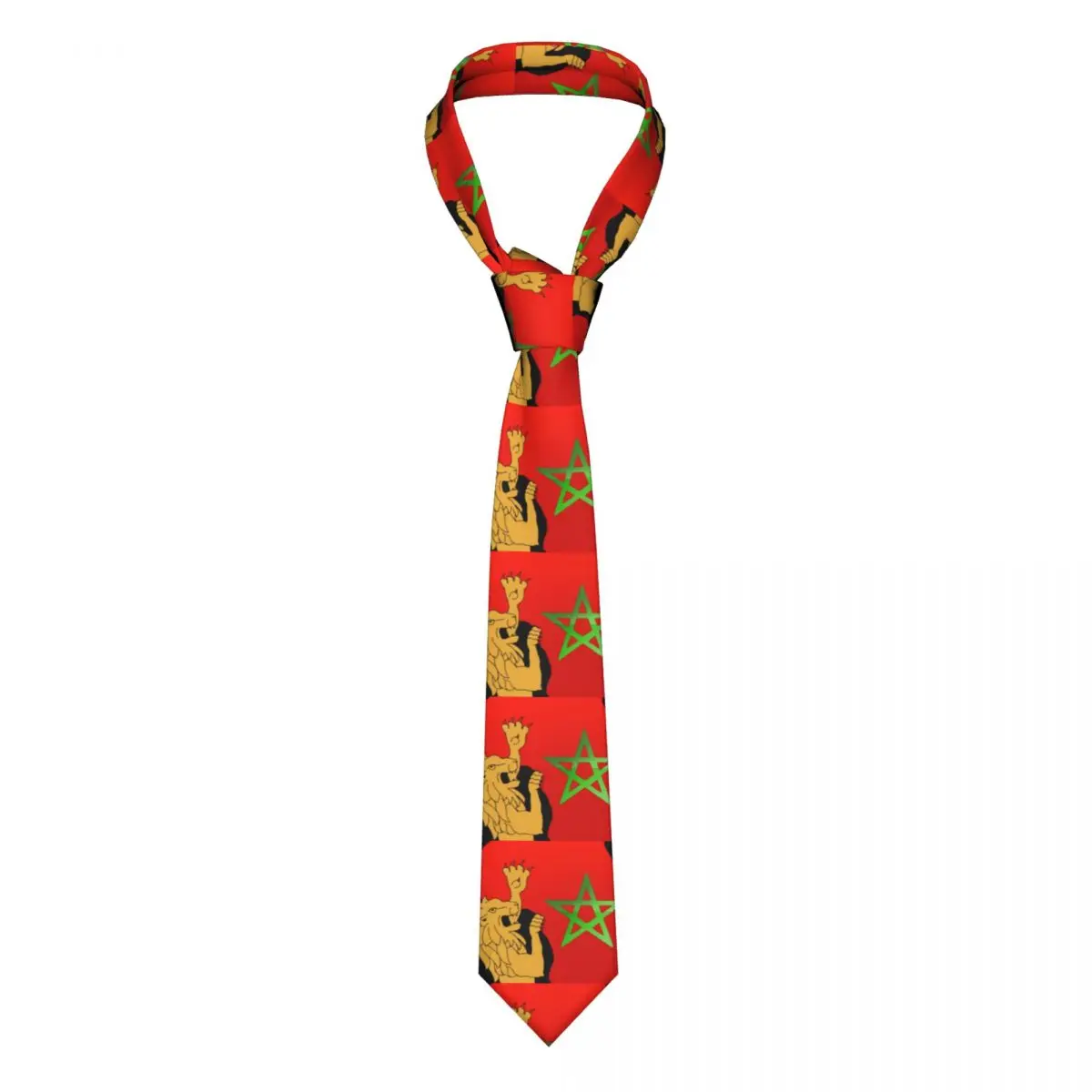 

Fashion Flag Of Morocco Lion Neckties Men Custom Silk Business Neck Tie