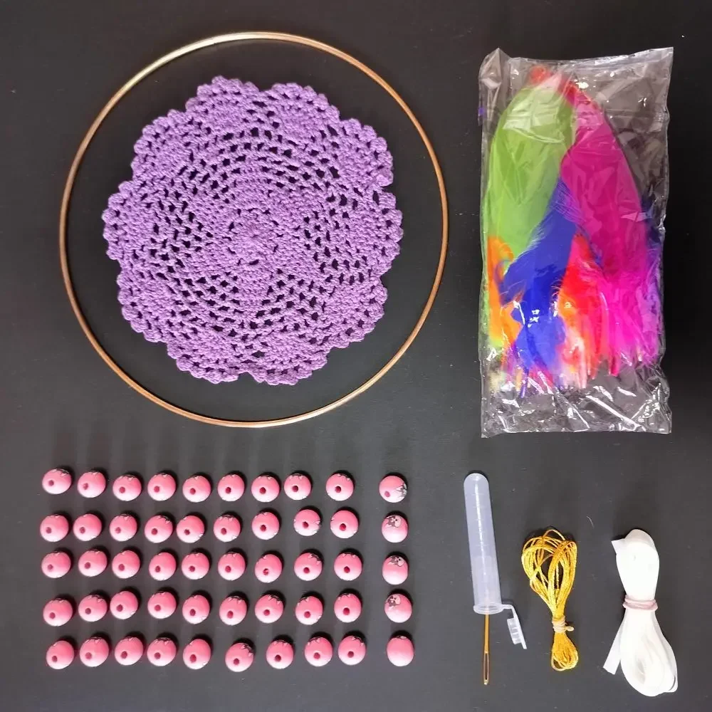 

Light Purple Dream Catcher Kit With Materials DIY School Arts Crafts Family Project Dreamcatcher Accessories For Girls Children