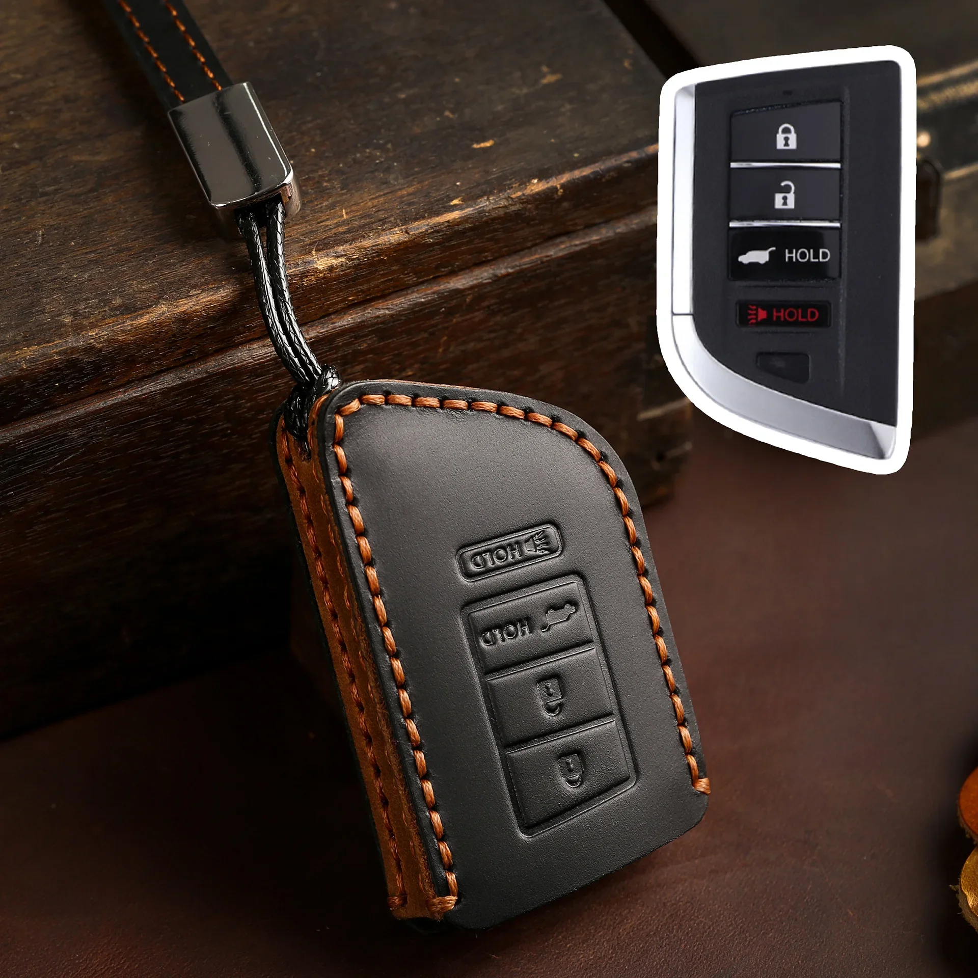 Leather Car Remote Key Fob Case Key Cover For Acura TLX MDX RDX RLX ILX 2022 2023