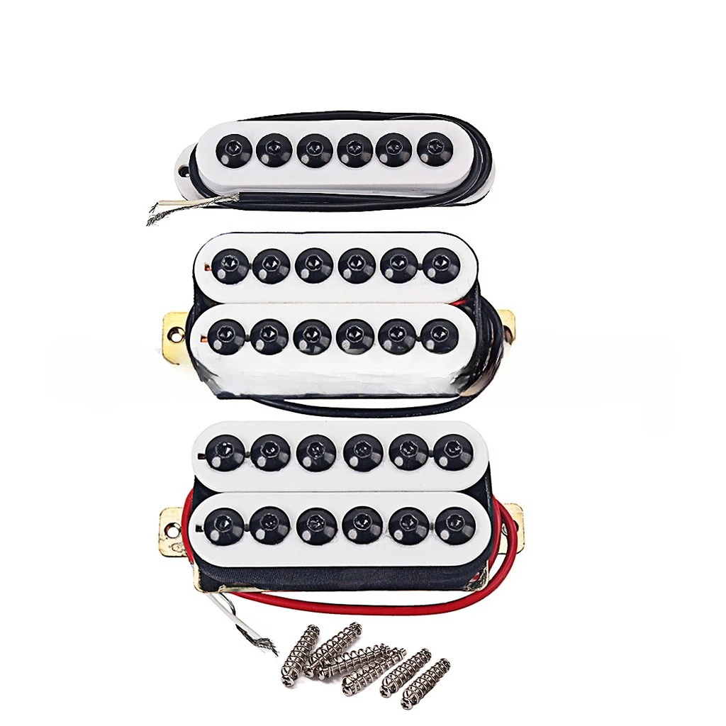 HSH Electric Guitar Pickup Set Large Screw Pole Piece Single Coil + Dual Humbucker Pickups White Cover With Springs