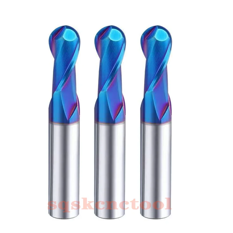 Ball Nose End Mill Tungsten Carbide Cutter  CNC Router Bit Milling Tool 45°  R0.5 2mm 10mm 12mm HRC45 55 65 2Flute Cutting Tools