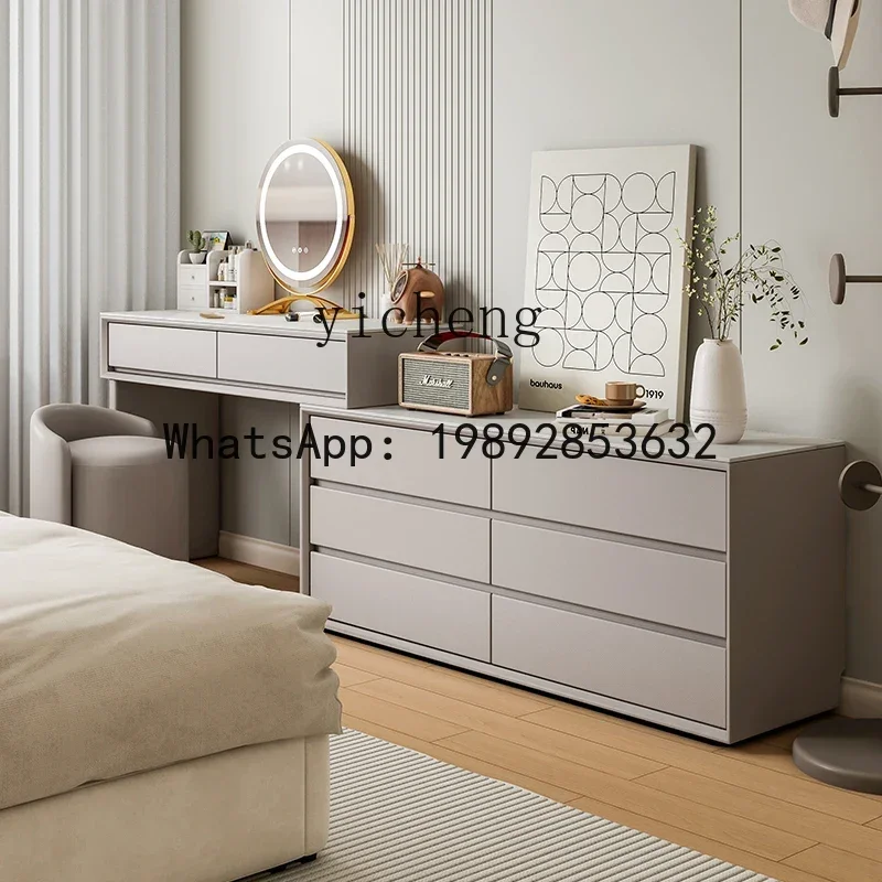 solid wood dresser chest integrated rock slab makeup table bedroom simple modern light luxury makeup table