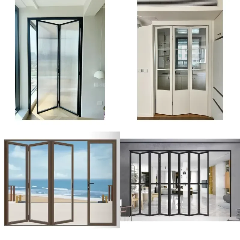 Aluminum Alloy Folding Doors Heavy Duty Sound Insulation for Villas Car Washes Hotels Shops Balconies Factory Direct