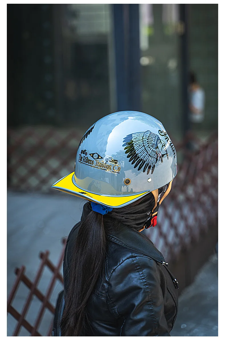 V Retro Halb Roller Helm Baseball Kappe Sicherheit für Motorrad Harley Vintage Elektrische Radfahren Motorrad Klassische Mode Helme – Detail 4