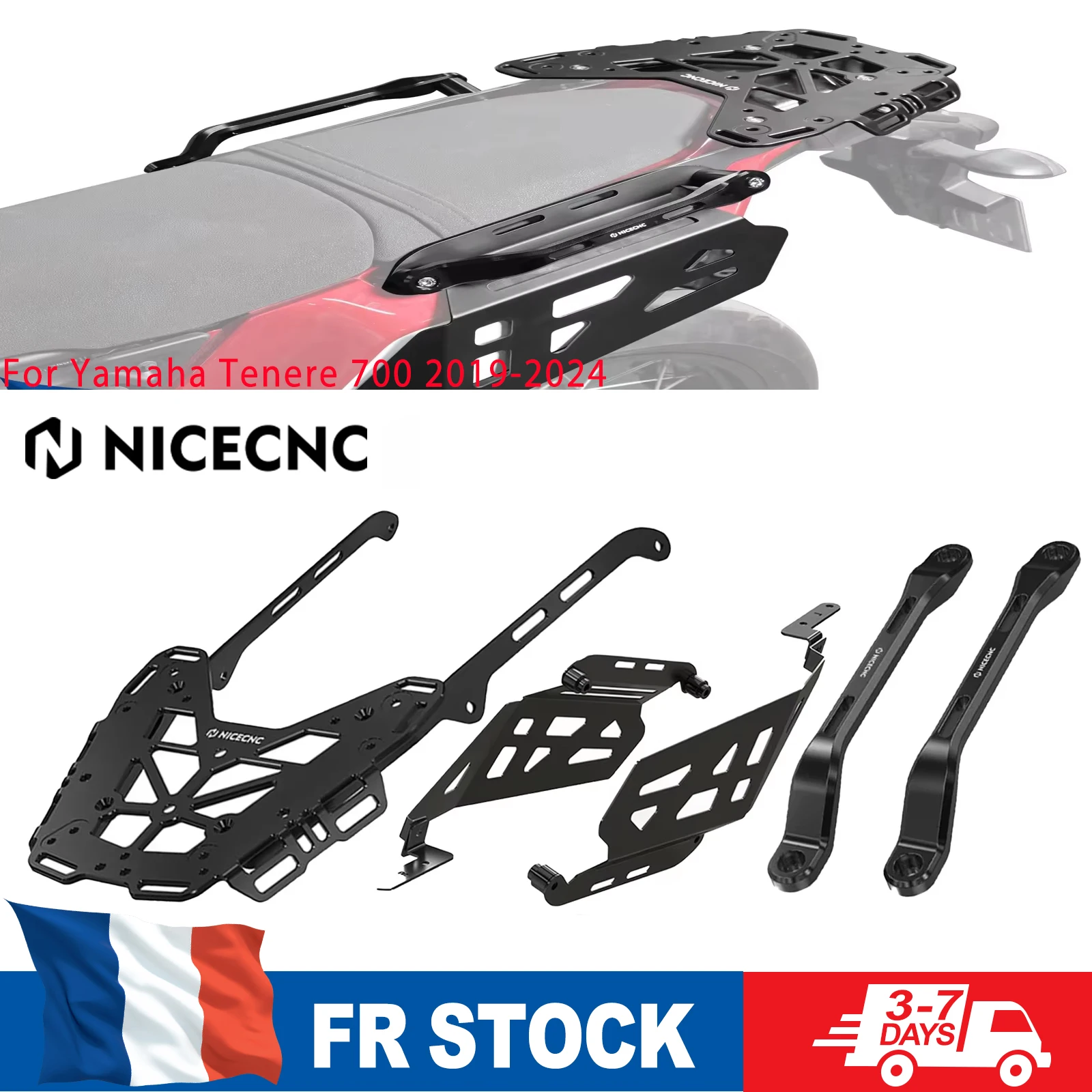 Support de sacoche latérale NICECNC, support de bagages, poignée passager pour Yamaha Tenere 700 2019-2024, accessoires Tenere 700