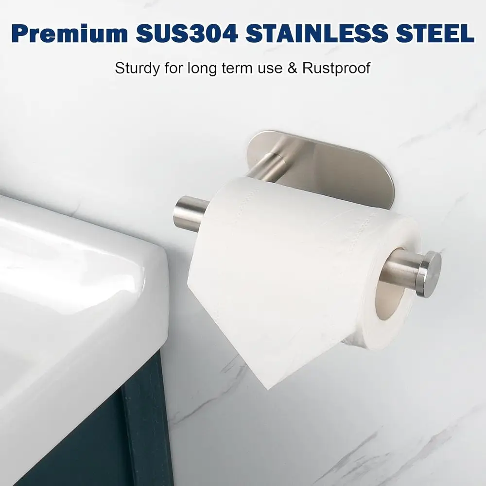 Toilet Paper Holder Adhesive, Premium Thick Stainless Steel Rustproof Adhesive Toilet Roll Holder no Drilling or Bathroom, Kitch