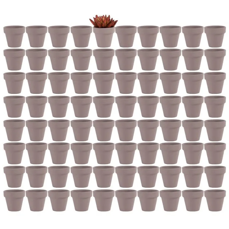 

2 inch Grey Small Pots with Drainage Holes, Mini Clay Ceramic Pottery Planter, Cactus Flower Nursery Terra Cotta Pots, for Indo