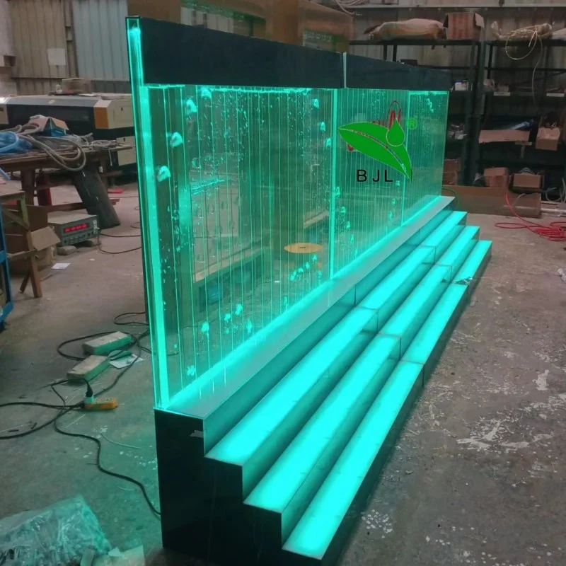 custom.nightclub restaurant furniture LED glowing jellyfish water bubble wall stepped bar display rack cabinet