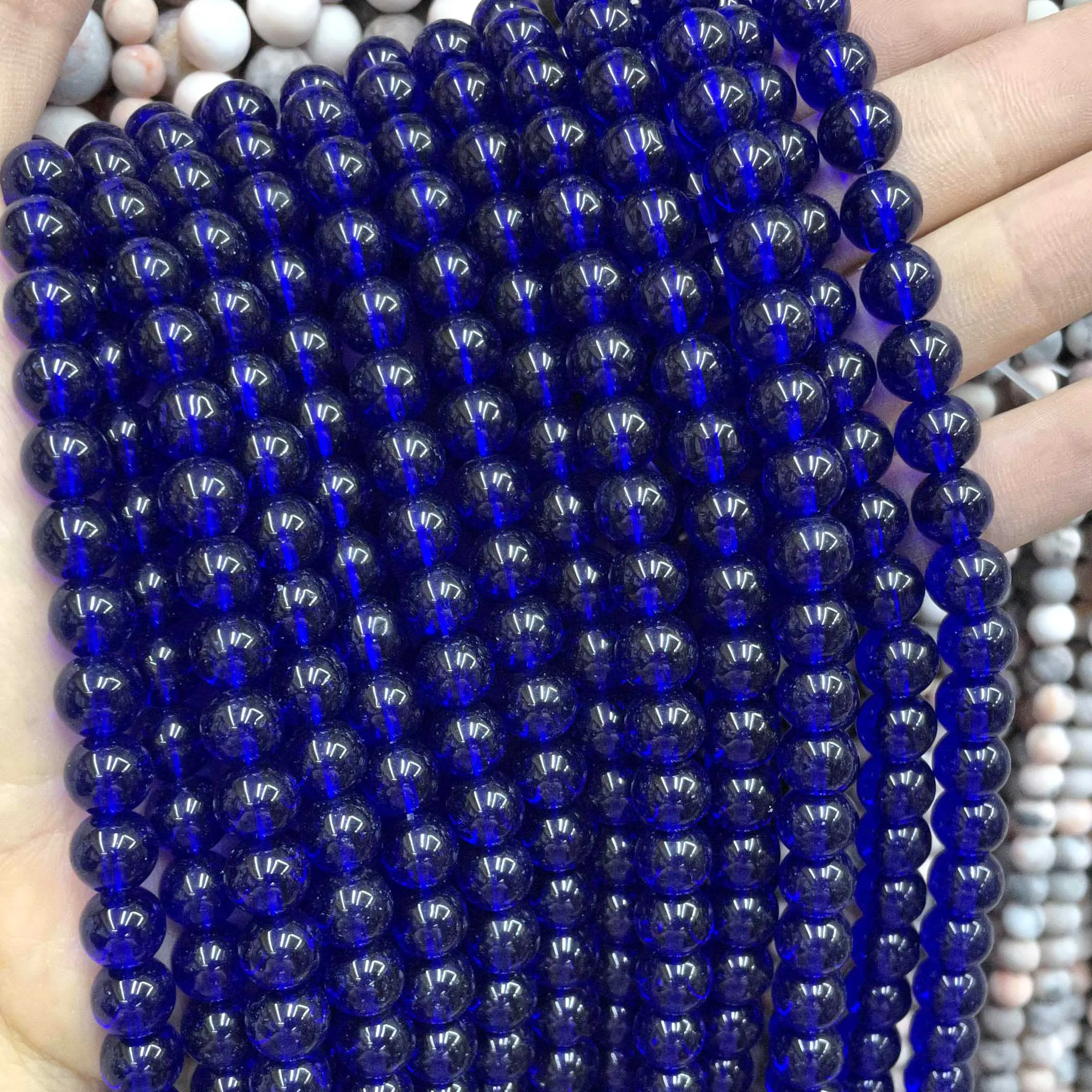 Naturstein bunte Granat rot Bernstein gelb olivgrün Glas Kristall runde lose Perlen für Schmuck machen DIY Armband – Detail 7