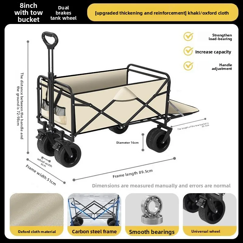 Large Outdoor Folding Camping Cart Picnic Wagon Street Vendor Push Cart Hand Cart Folding Cart Wagon Cart Picnic Cart