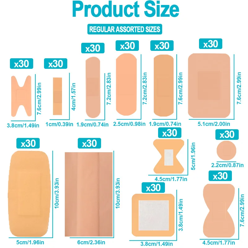 180/360 قطعة من الضمادات اللاصقة المصنوعة من القماش المرن المتنوعة، ضمادات بأطراف الأصابع قابلة للتنفس للإسعافات الأولية والعناية بالجروح