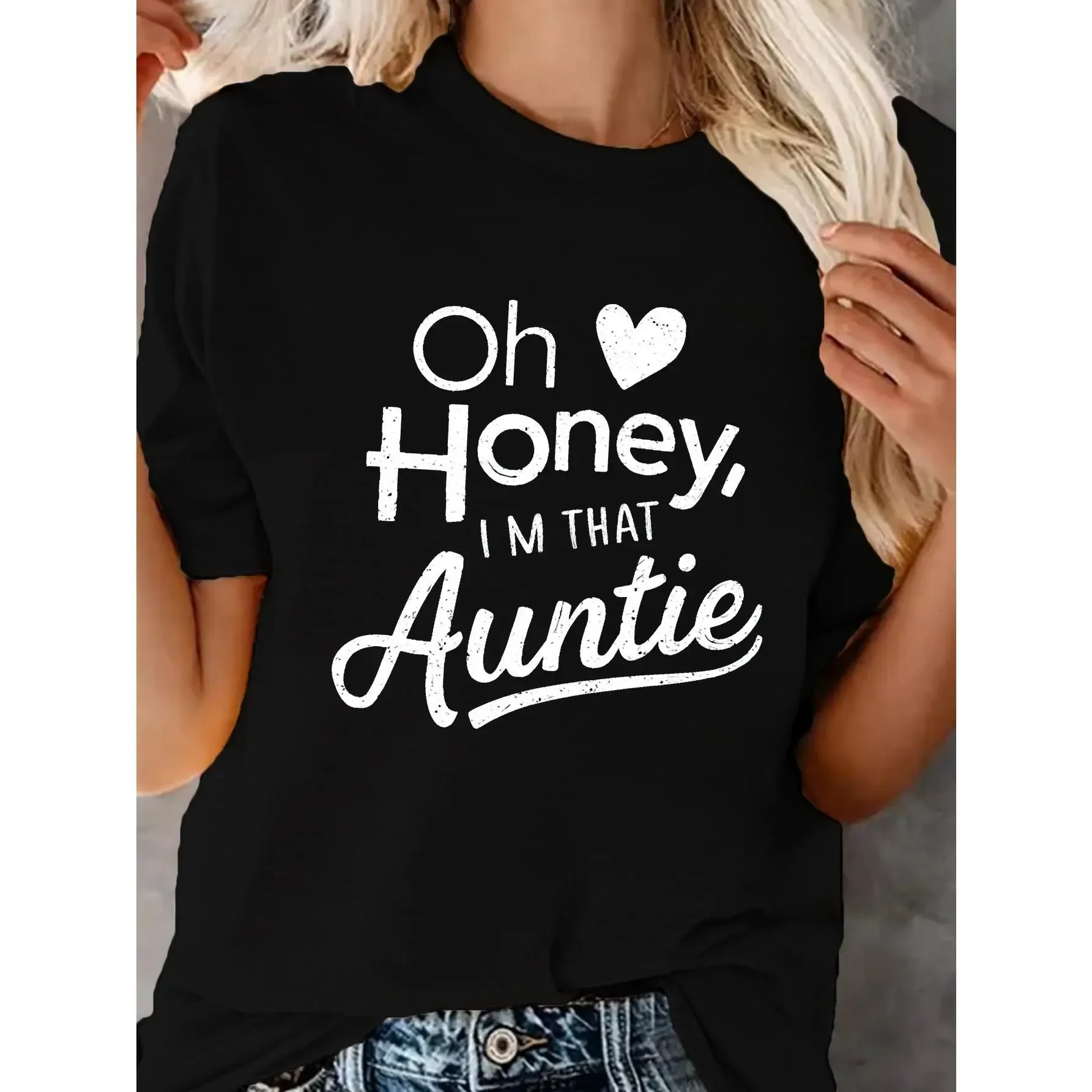 

fashion printed women's T-shirt, 100% cotton women's T-shirt, care about your health Oh, dear, I am the aunt printed T-shirt