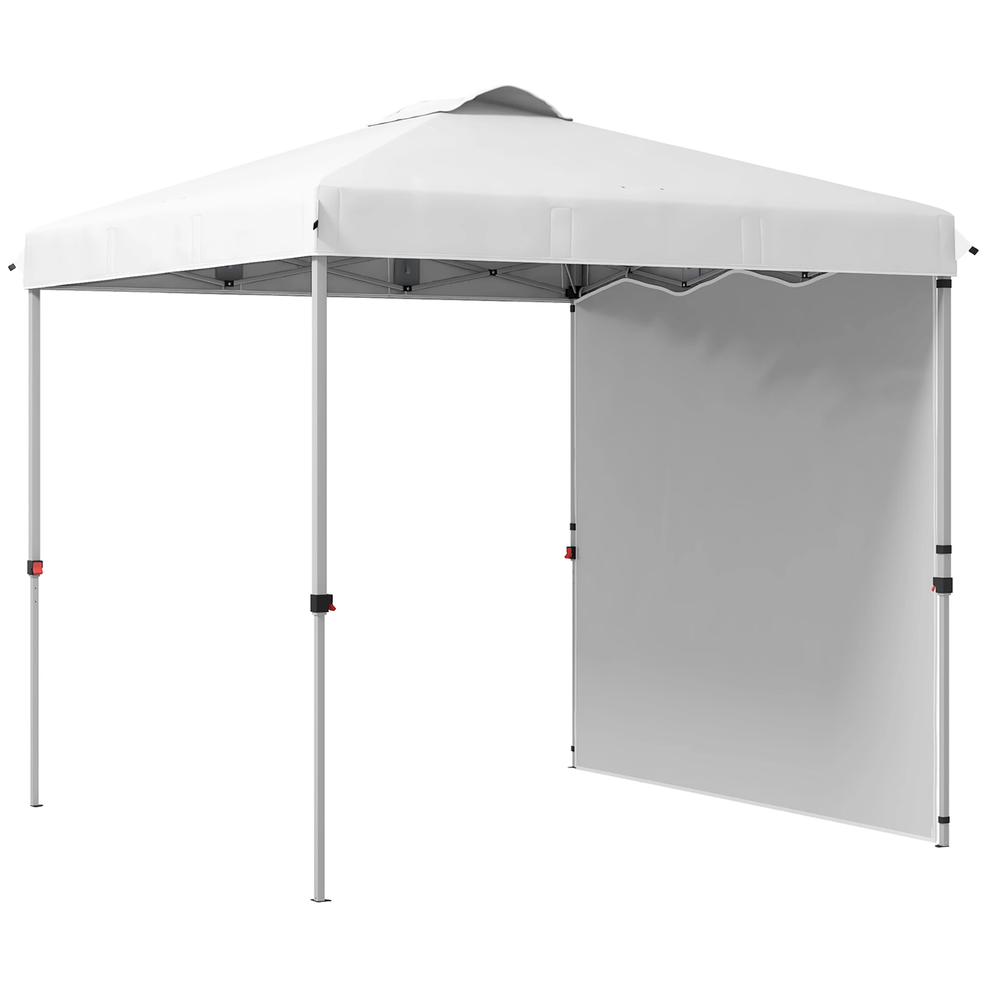 Outsunny 2,5X2,5 M Vouwtent Met 1 Zijwand In Hoogte Verstelbaar Wit