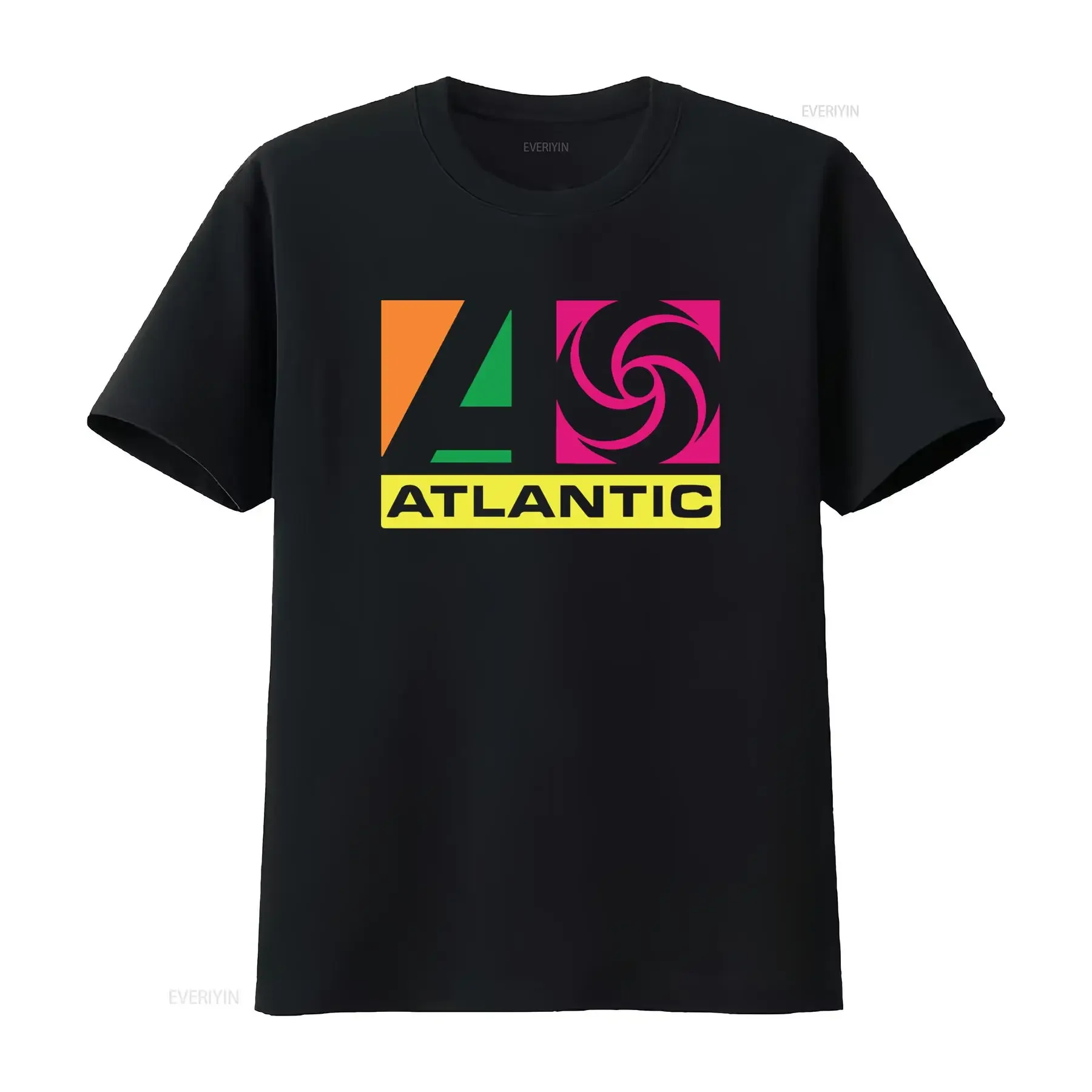 Retro 90s Streetwear Atlantic Letter Geometric Color Block Print Casual T Shirt vintage Washed streetwear Stylish Unisex homme