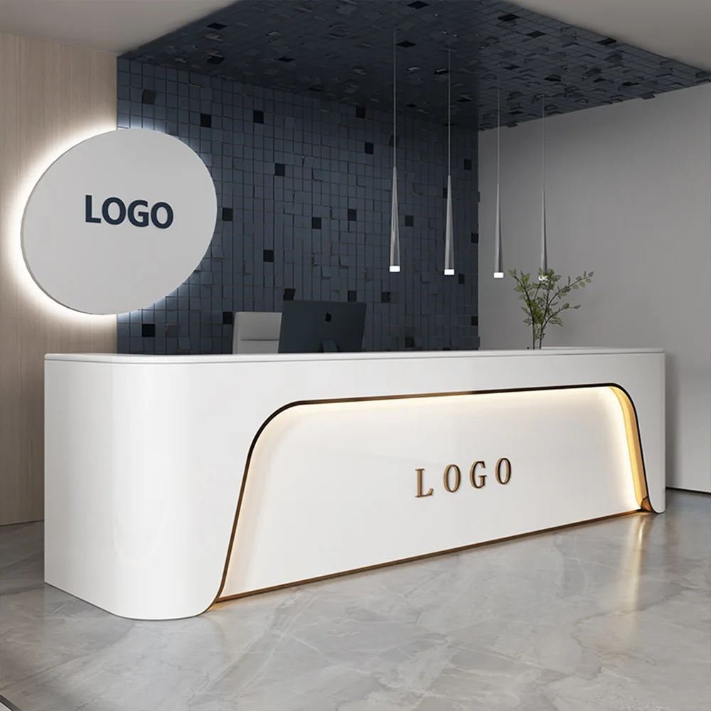 Office Reception counter checkout page Front desk Beauty clinic Salon reception Nails Wooden office furniture